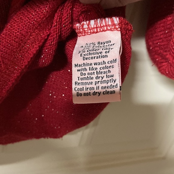 JUICY COUTURE Sweater Round Neck Long Bell Sleeves with Ties Red Sparkles Size M - Picture 6 of 7